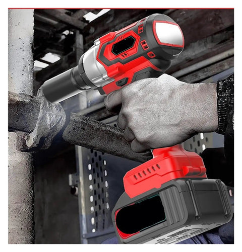 Gangsuqd Cordless Brushless Impact Wrench Offering High Torque And Multi Function Power For Car Repair in use on a pipe.