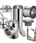 Built Tough Eight Inch Through The Wall Thimble Kit With Spark Arrestor Chimney Cap And Adjustable Mount Bracket For Class A Double Wall Insulated Wood Stove No Fuss Venting Setup components.