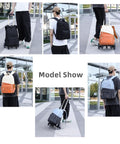 Person showcasing Rolling Backpack With Wheels For Kids Lightweight School Bag on Wheels for Boys and Girls in various colors and styles.