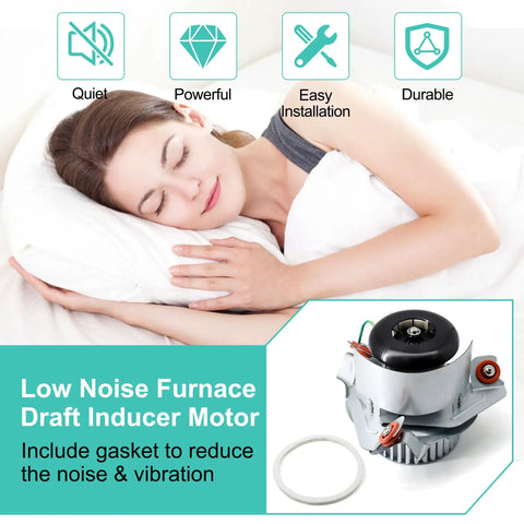 Woman sleeping peacefully with Furnace Draft Inducer Motor Assembly Replacement For Carrier Bryant Payne J238-112-11203