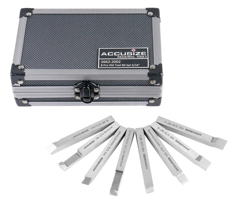 8 Piece Five Sixteenth Inch HSS Tool Bit Set Pre Ground For Turning And Facing Work Includes 80 Degree And 60 Degree Left And Right Hand Lathe Tools Pro Grade For Machinists And DIY Hobbyists Ready To Use