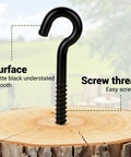 Beefy 3/8 X 4.5 Inch Steel Screw Hooks 10 Pack Tough Self Tapping Eye Bolts With Open Loop displayed on wood surface