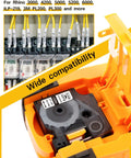 Killer Heat Shrink Labels Compatible With Dymo 18051 18053 18055 Replacement Tubing Tape in orange holder with wire connections.