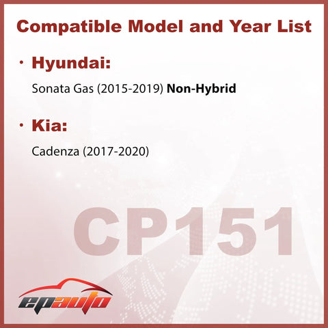 Compatibility list for Premium Cabin Air Filter With Activated Carbon For Hyundai Sonata Gas 2015-2019 And Kia Cadenza 2017-2020
