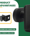 Close-up of thickened high carbon steel, high-strength angle iron shipping container anchor with side twist lock.
