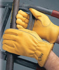 Rough Rider Premium Leather Driver Gloves With Elastic Back Gold Cowhide Medium Pack Of 12 Durable Work Gloves for grip on pipe
