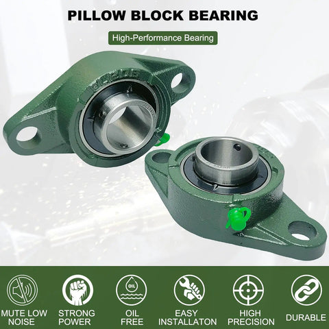 2 Pack Flange Mount Pillow Block Bearings With 1.25 Inch Bore Self Aligning Solid Cast Iron Base Built Tough Bearing Steel Construction 2 Bolt Mount Durable And Easy To Install