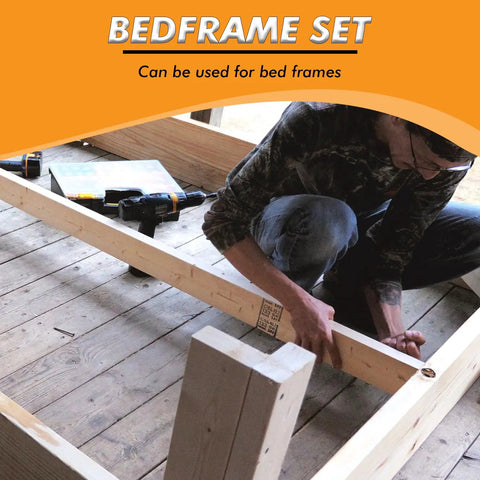 Person assembling Solid As A Rock Replacement Bed Frame Hardware Kit With Heavy Duty Screws And Bolts For Metal Frames No Fuss Assembly Of Headboard And Footboard 42 Piece Set.
