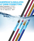 100 Pack Waterproof Heat Shrink Female Spade Connectors 16 To 14 AWG Quick Disconnect Crimp Insulated Marine Grade For Auto Boat Motorcycle ATV DIY
