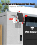 2W Solar Panel for Blink Outdoor Camera and Video Doorbell installed on wall with 360° adjustable mount and USB C cable