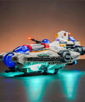 LED Lighting Kit for 75357 Airship Model, USB Powered Copper Wire Light System illuminating the model with bright lights, side view