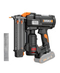 Heavy Duty Cordless Brad Nailer Fueled By 20V Brushless Motor And 18 Gauge Specs with included brad nail pins.