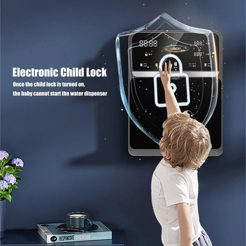Child reaching for Wall Mounted Mains Fed Water Dispenser 2200W Office Water Cooler With Touch Screen Temperature Control