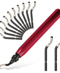 Heavy Duty Deburring Tool Kit With 12 High Speed Steel Blades For 3D Prints Metal PVC And Plastic Red Handle Deburrer