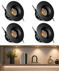 YGS-Tech 4 Pack Mini Recessed LED Lighting, 2W 100LM LED Downlights showing black recessed spotlights in a display setting.