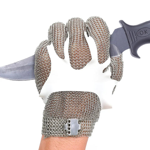 Hardcore Metal Mesh Cut Resistant Glove For Meat Cutting Butcher Grade Food Safe Chainmail Hand Protection with knife