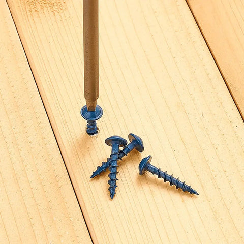 Exterior Pocket Hole Screws 1 Inch Size 8 With Coarse Thread And Square Drive Washer Head Rust Resistant 100 Piece Pack on wood