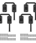 Beefy 2.36 Inch Stainless Steel U-Bolt Sliding Door Lock Set Black 4 Pack For Patio Barn Gate Window Shed Closet Fence Rotates For 90 And 180 Degree Installation Heavy Duty Rust Resistant, showing four locks with screws