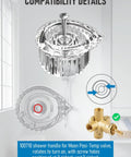 Clear acrylic Shower Faucet Handle Replacement Kit 100710 Compatible With Posi-Temp Valve, top and side view with screw details.