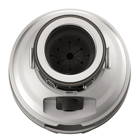 Top view of Ultra Fast Kitchen Garbage Disposal With Power Cord For No Fuss Install, Quiet 2,800 RPM Food Waste Disposer, white housing.