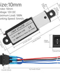 Compact 10mm Stroke Mini Linear Actuator With 188N Load, 12V High Torque Workhorse Electric Actuator, 5mm/s Travel, Waterproof Switch