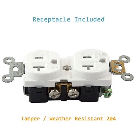 Screw Cap Floor Box Cover Kit 5.5 Inch Brass Twist Lock With Flip Up Flange showing 20A tamper weather resistant receptacle