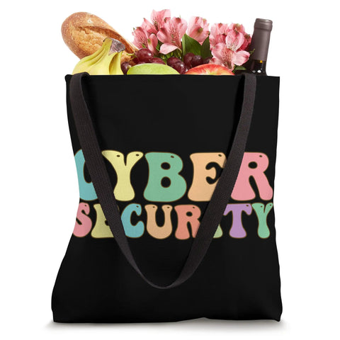 Slick Cyber Security Tote Bag Built Tough With Heavy Duty Canvas And Reinforced Strap Handles, A Dope Daily Grind Essential For It Workers And Code Masters Who Dig Secure Gear, filled with groceries.