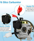 GY6 50cc Carburetor Kit PD18J Fits 139QMB 4 Stroke Engines with electric choke and heater plug for scooters and ATVs