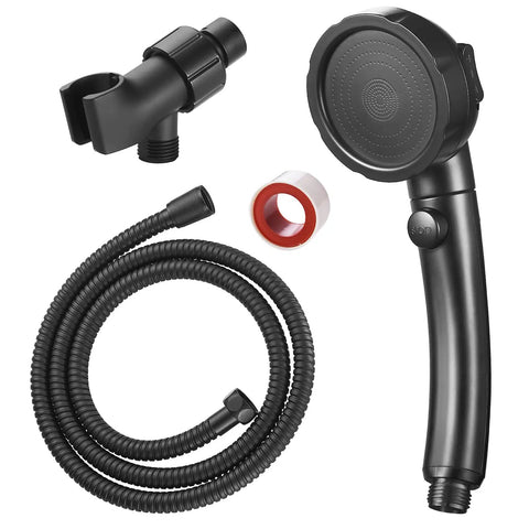 High Pressure Handheld Shower Head With On Off Pause Button Detachable Design 3 Spray Modes Massager Hose Adjustable Angle Bracket