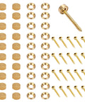 Top Notch Brass Screw Covers And Decorative Caps Set With Mirror Finish Hardware Kit and Self Tapping Screws for Cabinet Doors Upholstery and Window Trim.