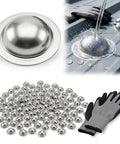 Stainless Steel Roofing Screw Caps Quick Fix for Roof Leaks, Cover Old Screw Heads with One Easy Install, Weatherproof Outdoor Siding, 100 Pcs shown with water resistance demonstration and gloves.