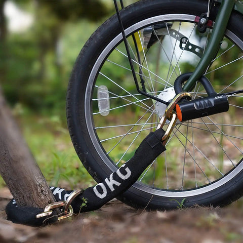 Heavy Duty Security Chain That Means Business 2.6 Ft Long By 1/2 Inch Thick Hardened Alloy Steel With Nylon Sleeve securing bike