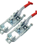 Two Pack Toggle Latch Clamp Set Heavy Duty Hasps With Adjustable Iron Latches, 700Lbs Holding Capacity, Anti Slip Grip, Silver Finish