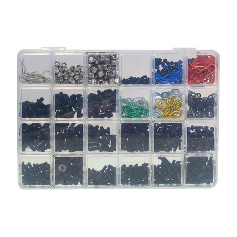 Universal RC Screw Kit Screws Assortment Set Stainless Steel Hardware Fasteners For RC Cars And Models Individually Packaged In Clear Box, assorted bins
