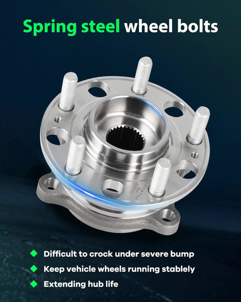 Front Wheel Bearing Hub Assembly 51750-C5000 5 Lug Two Pack Fits Hyundai Santa Fe 2015 To 2019 Santa Fe XL 2016 To 2019 And Kia Sorento 2016 To 2020 OE Quality Replacement For Front Position featuring durable spring steel wheel bolts