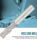 4-flute HSS roughing end mill set for CNC machines, 4 pieces in M6, M8, M10 sizes