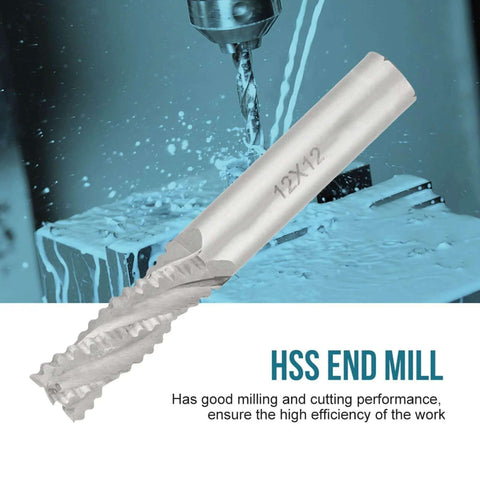 4-flute HSS roughing end mill set for CNC machines, 4 pieces in M6, M8, M10 sizes