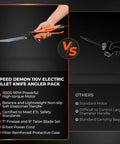 Image of a person holding the orange Speed Demon 110V Electric Fillet Knife Powerhouse With High Torque Motor ETL Safety Certified.