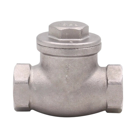 3/4-inch stainless steel swing check valve with threaded NPT ends, SS304 CF8M