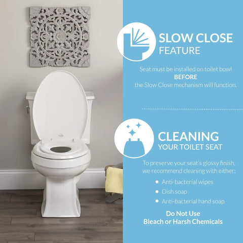 2 In 1 Elongated Toilet Seat With Built In Toddler Potty Training Seat Slow Close Easy To Install White Made In USA