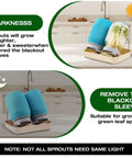 All In One Sprouting Jar Kit With 2 Wide Mouth Mason Jars Mesh Lids Blackout Sleeves Stand And Tray For Easy Home Sprouting
