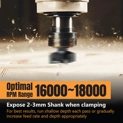 Rock Solid One Quarter Inch Shank Slab Flattening Router Bit With Hardened Steel Body and Razor Sharp Carbide Tips in use on wood.