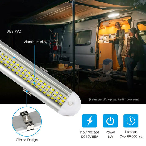 Bright 12V LED Interior Light Bar Kit With 120 LEDs Delivers 1500 Lumens 8W DC 12V On Off Switch for RVs and trailers
