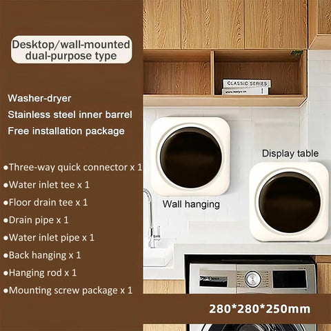 Ditch The Laundromat Compact 2 In 1 Washer And Dryer With LCD Display, 11 Lb Front Load Stainless Tub, installation accessories on display.