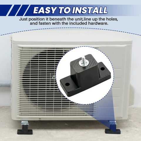 8 Pack Rubber Vibration Isolator Mounting Brackets For Outdoor Mini Split AC Condenser Heavy Duty Anti Vibration Mounts Stable Outdoor Unit Support Screws Not Included beneath condenser unit.