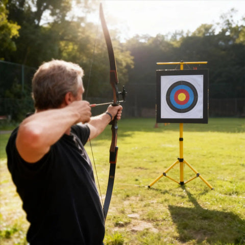 Heavy Duty Beefed Up Archery Target Stand For Backyard Practice With Compound And Recurve Bows Adjustable Height And Stable Base