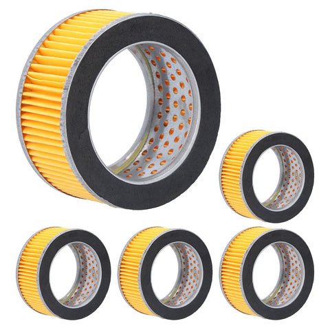 5 Pack Air Compressor Intake Paper Filter Elements 4.2x3x2 Inches Piston Type Yellow Replacement, Easy Install
