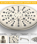8.5 inch high-flow shower head detail from Rainfall Shower System With 7-Setting Handheld, Brushed Nickel Finish