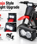 LED Headlight Kit For Electric Dirt Bike Plug And Play Front Light Upgrade Off Road Lighting Accessories Replacement Parts Compatible With Yozma IN 10 Electric Dirt Bike mounted on red dirt bike front