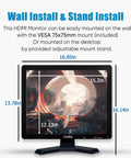 Big 19 Inch CCTV Security Monitor With No Image Stretch For NVR, VESA mount, dimensions shown, metal housing, front view